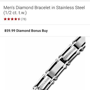 Men's Bracelets Stainless Steel w/Diamonds